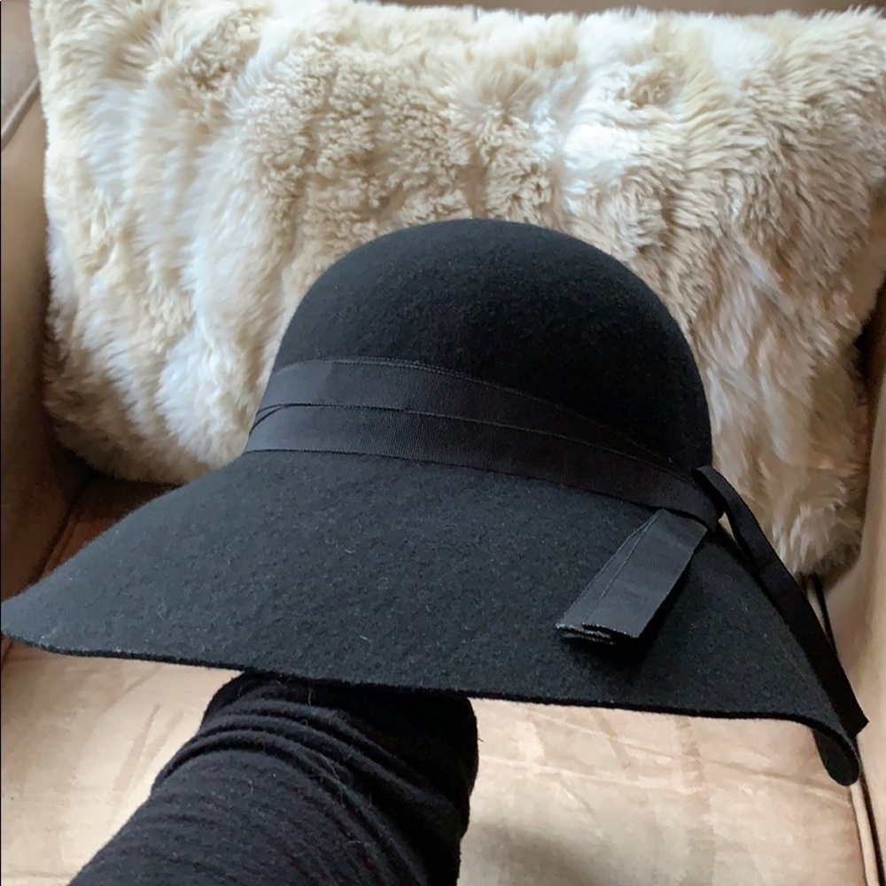 Ralph Lauren Black Felted Wool Floppy Hat Boho